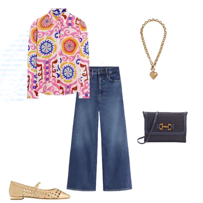 1st bundle featuring 4 items which compliment Sienna Silk Shirt, Multi, Ornamental Wave