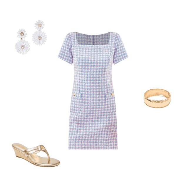 Barbie™ x Unique Vintage Peaches N Cream Chiffon Dress
