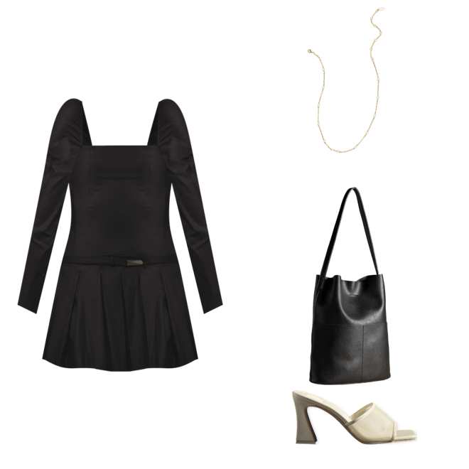 Reformation Luella Long-Sleeve Square-Neck Mini Dress