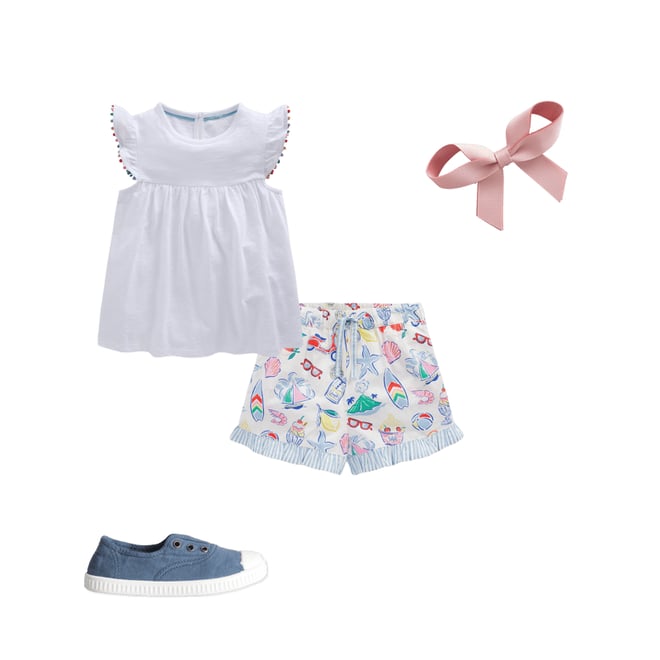 2nd bundle featuring 3 items which compliment Frill Sleeve Pom Top-White