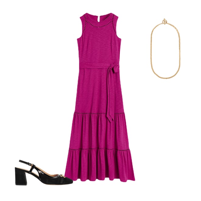2nd bundle featuring 2 items which compliment Mila Trim Tiered Jersey Dress-Fuschia