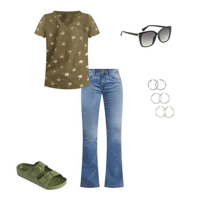 24/7 Dawson Palm Tree V Neck Tee