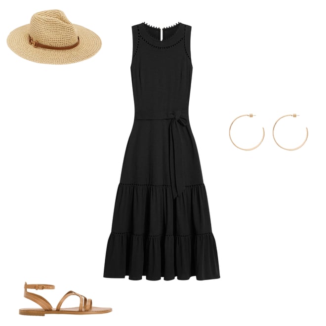 3rd bundle featuring 3 items which compliment Mila Trim Tiered Jersey Dress-Black