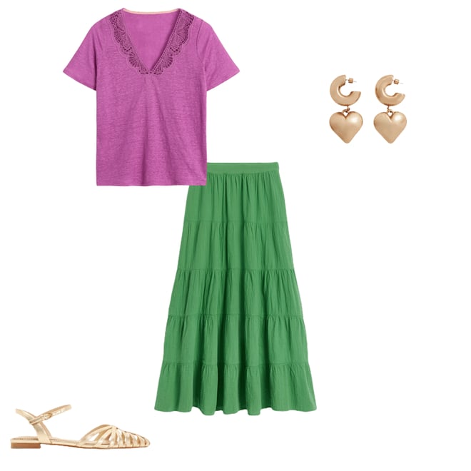 5th bundle featuring 3 items which compliment Nadia Double Cloth Maxi Skirt-Paradise Green