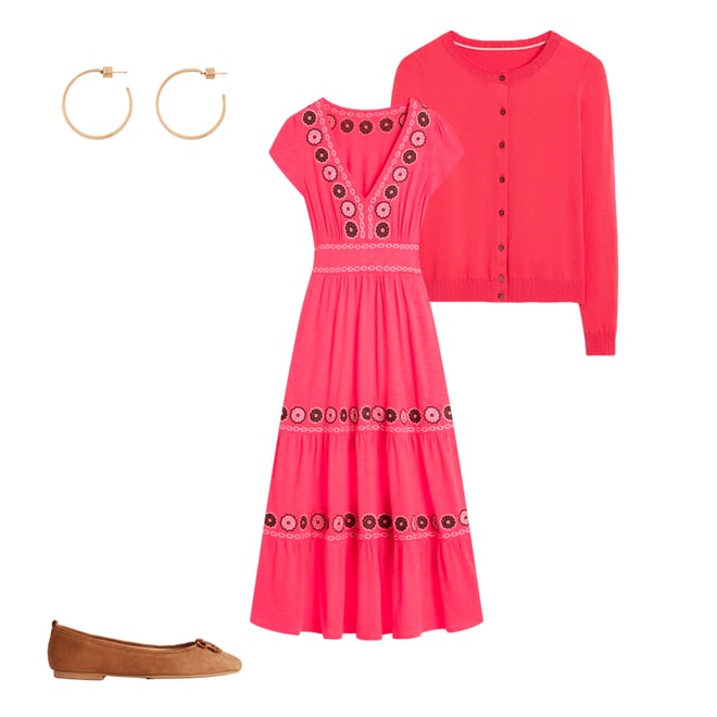 6th bundle featuring 3 items which compliment Eloise Embroidered Midi Dress-Camelia Pink