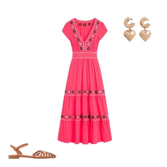 3rd bundle featuring 2 items which compliment Eloise Embroidered Midi Dress-Camelia Pink