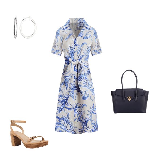 Ralph Lauren★Paisley Tie-Front Linen Shirtdress Paisley Tie-Front Linen Shirtdress