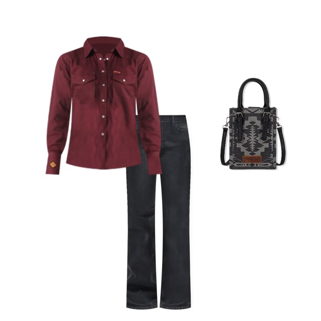 Wrangler® FR Flame Resistant Long Sleeve Solid in Burgundy