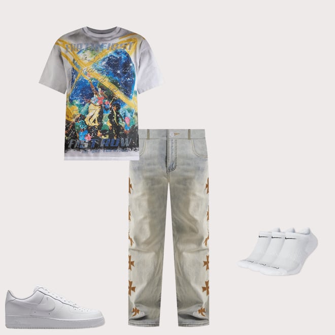 WAIMEA Embroidered Cross Jeans