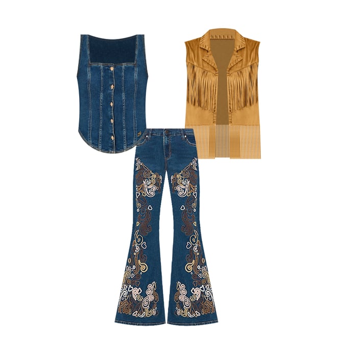 Wrangler x Lainey Wilson Embroidered Bell Bottoms in Boho Wash