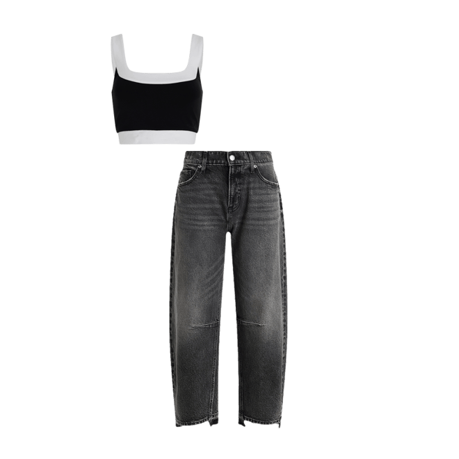 Body Contour Stretch Cotton Tipped Square Neck Cropped Tank