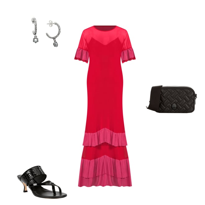 Alexis One Shoulder Sheer Ruffle Jumpsuit Alexis One Shoulder Sheer Ruffle Jumpsuit