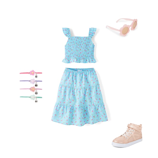 1st bundle featuring 3 items which compliment Girls Floral Tiered 2-Piece Outfit Set