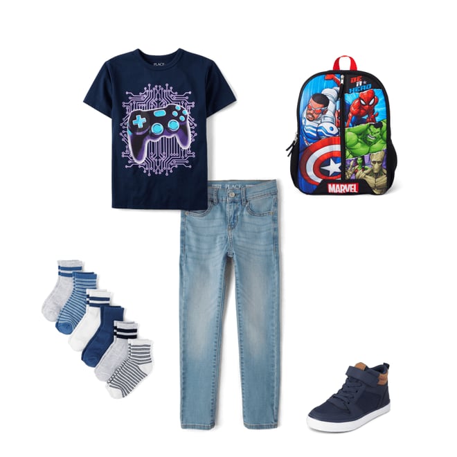 1st bundle featuring 4 items which compliment Boys Contrast Cuff High Top Sneakers