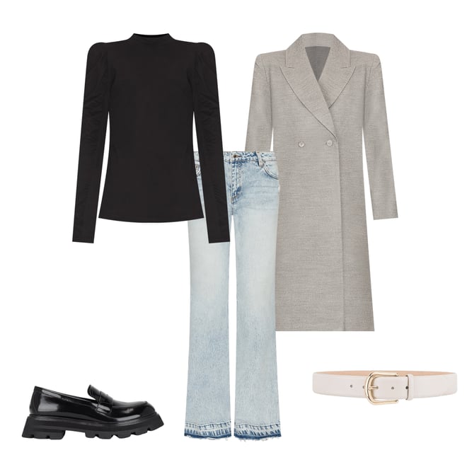 1st bundle featuring 4 items which compliment Shirred Sleeve Turtleneck Top