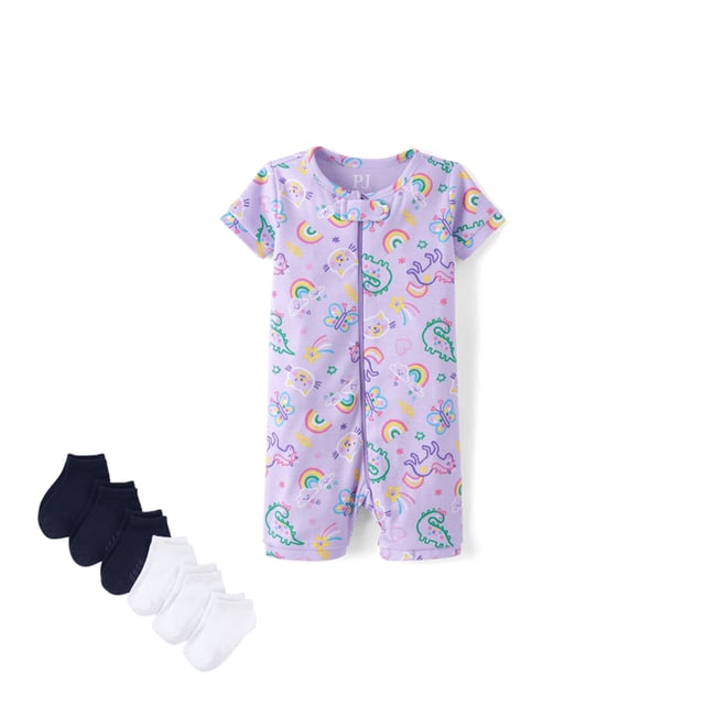 3rd bundle featuring 1 items which compliment Baby And Toddler Girls Doodle Snug Fit Cotton Cropped One Piece Pajamas