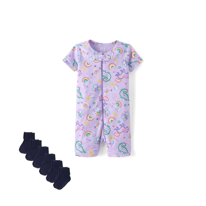 2nd bundle featuring 1 items which compliment Baby And Toddler Girls Doodle Snug Fit Cotton Cropped One Piece Pajamas