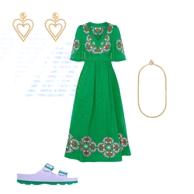 1st bundle featuring 3 items which compliment Maya Embroidered Kimono Dress-Rich Emerald, Embroidered