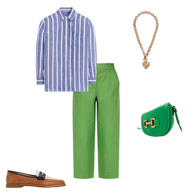 1st bundle featuring 4 items which compliment Sadie Relaxed Linen Shirt-Bright Blue Woven Breton