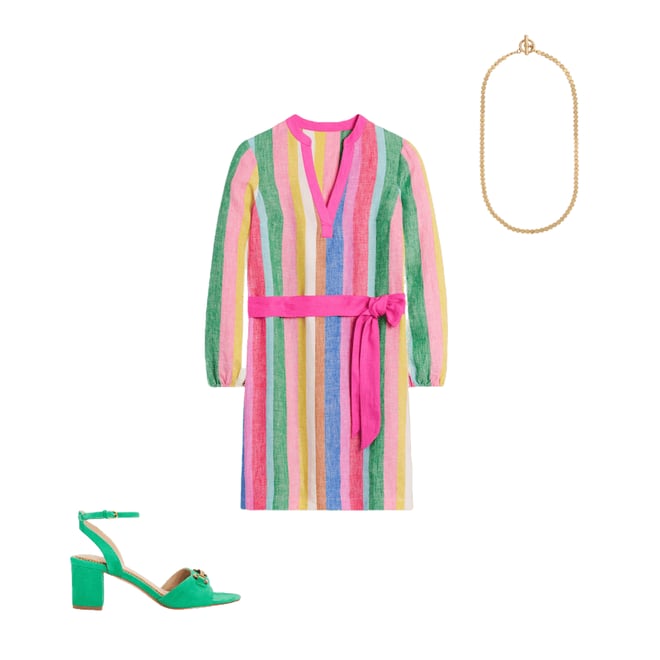 2nd bundle featuring 2 items which compliment Cleo Linen Tie Waist Dress-Bright Rainbow Stripe
