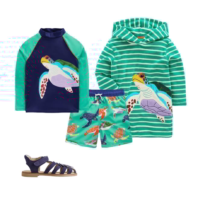 1st bundle featuring 3 items which compliment Swim Shorts, Aqaumarine Blue Turtles
