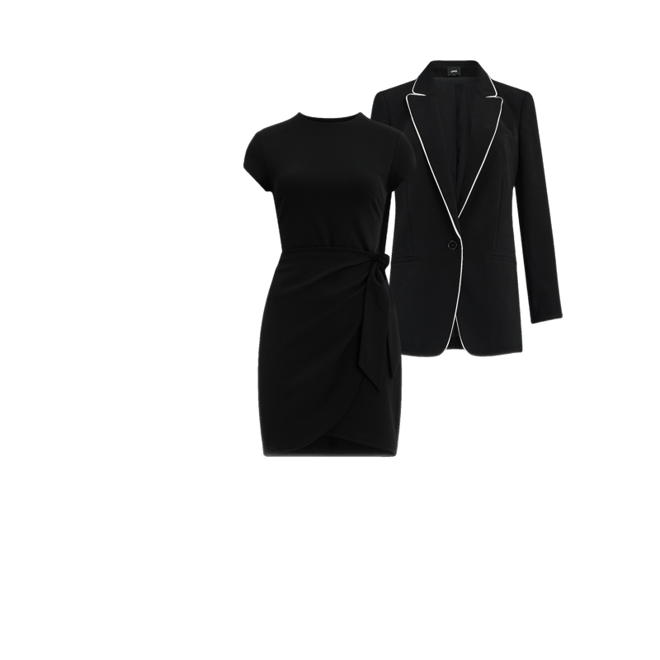 Crew Neck Cap Sleeve Tie Wrap Mini Dress
