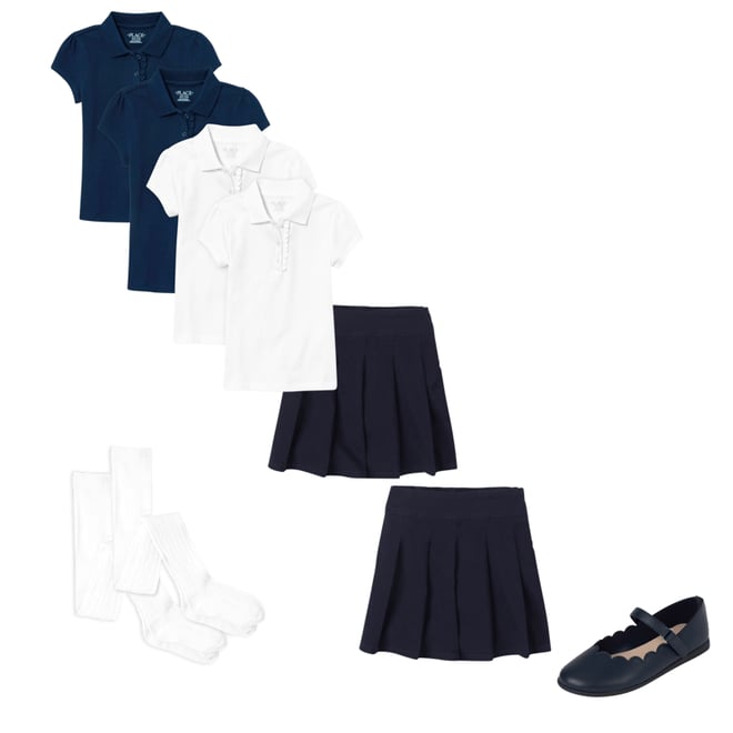 1st bundle featuring 3 items which compliment Girls Uniform Ruffle Soft Stretch Pique Polo 4-Pack