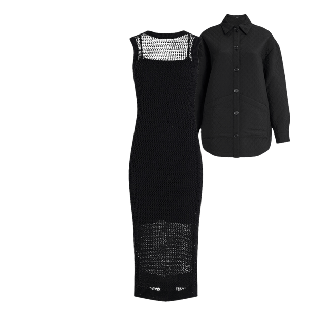 Linen-blend Crochet High Neck Sleeveless Midi Dress
