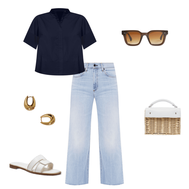 Navy Trapunto Stitch Sofia Shirt | Tuckernuck