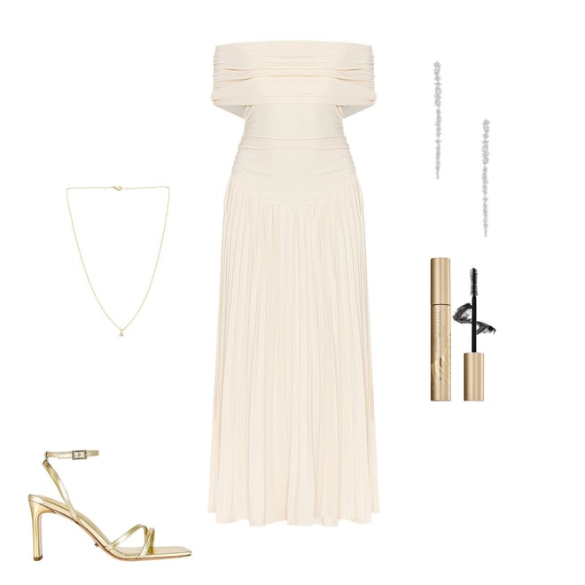 Lioness Field of Dreams オフショルダー ドレス LIONESS Field Of Dreams Dress in Oatmeal | REVOLVE