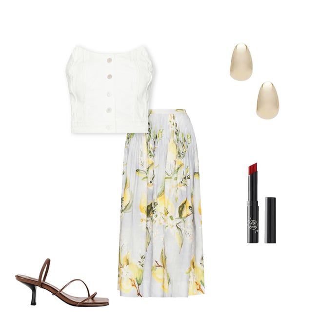 3rd bundle featuring 4 items which compliment Amabelle Pintuck Midi Skirt
