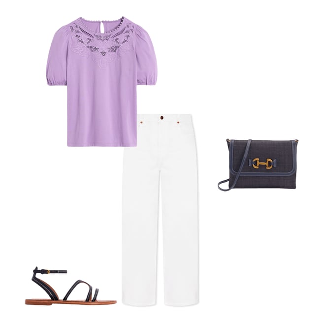 1st bundle featuring 3 items which compliment Cutwork Puff Sleeve T-Shirt, Aster Purple