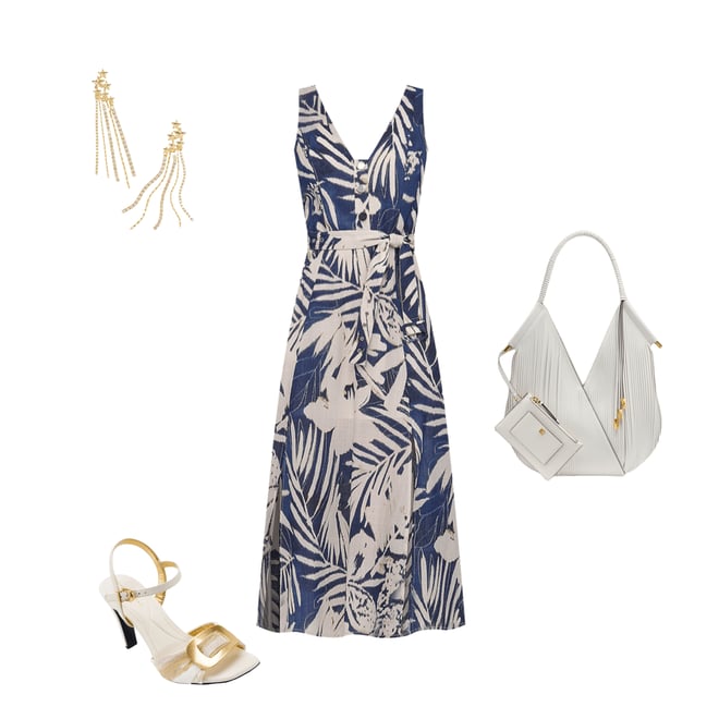 合馬公式アカウント1様　DKNY フリル DKNY by Donna Karan Floral Print V-Neck A-Line Midi Dress