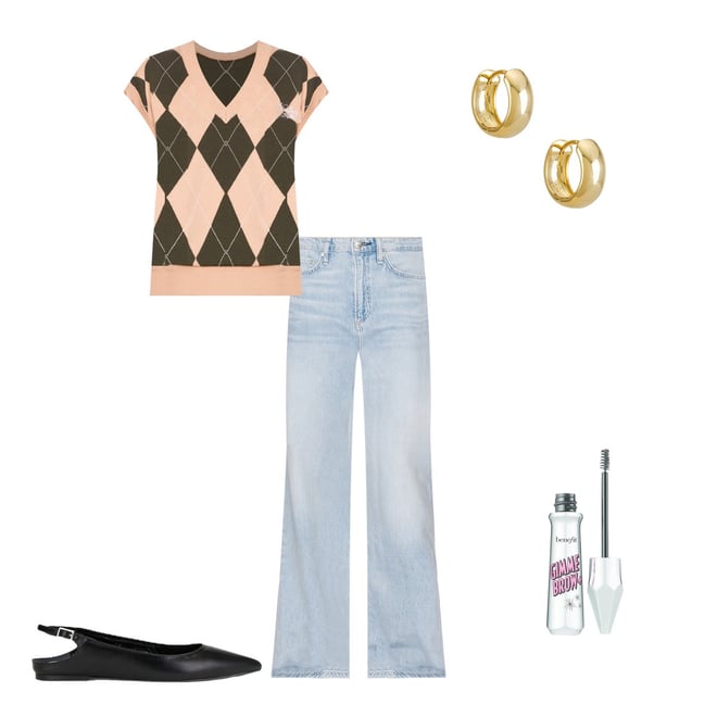 Varley Avika Argyle Vest in Dusty Pink & Deep Ivy | REVOLVE