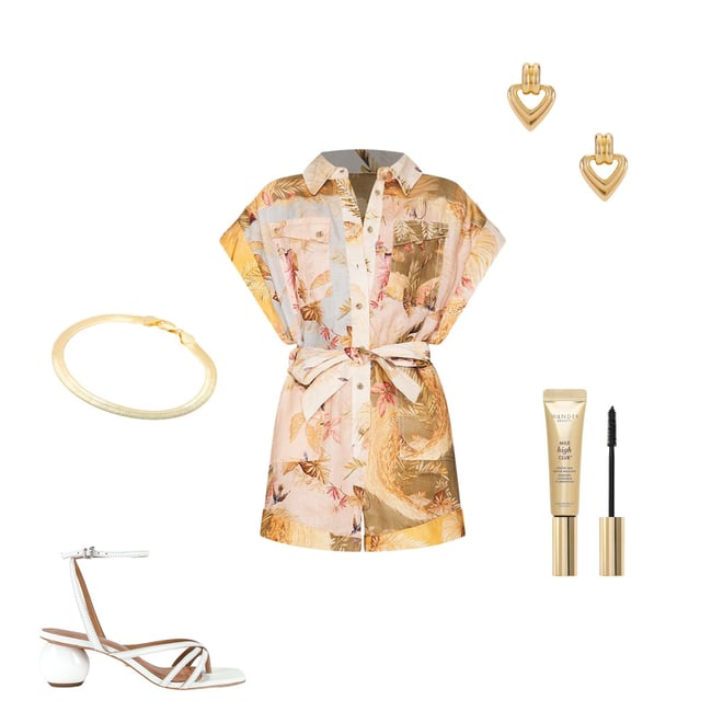 【Zimmermann】カットアウト スリップ ドレス Zimmermann Ascension Cuffed Playsuit in Spliced | REVOLVE