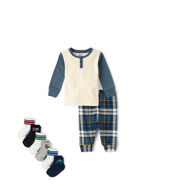 1st bundle featuring 1 items which compliment Baby And Toddler Boys Plaid Snug Fit Cotton Henley Pajamas