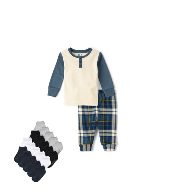 3rd bundle featuring 1 items which compliment Baby And Toddler Boys Plaid Snug Fit Cotton Henley Pajamas