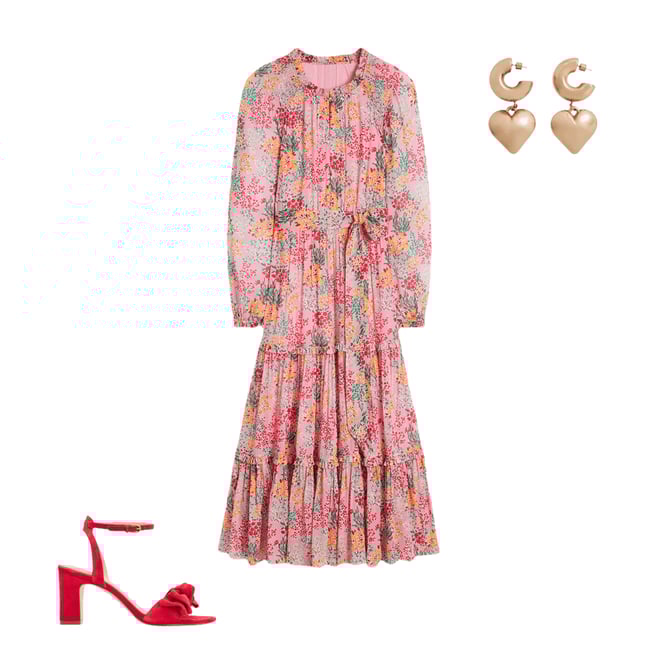 2nd bundle featuring 2 items which compliment Ruffle Smocked Midi Dress-Almond Pink, Garden Bouquet