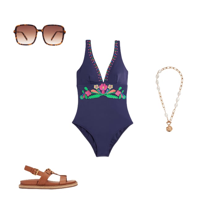 3rd bundle featuring 3 items which compliment Embroidered Swimsuit-Navy