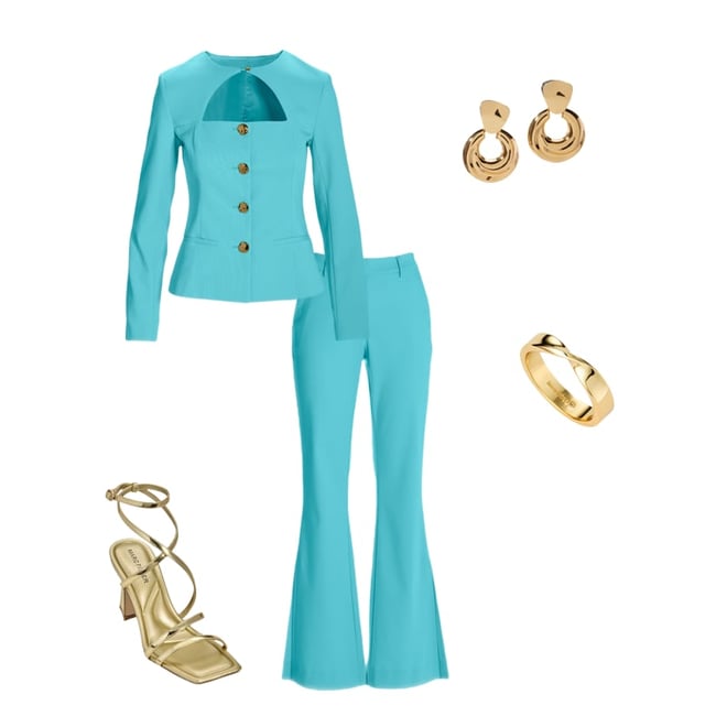 Monterey Modern Bootcut Side-Slit Trouser Pant Blue Radiance