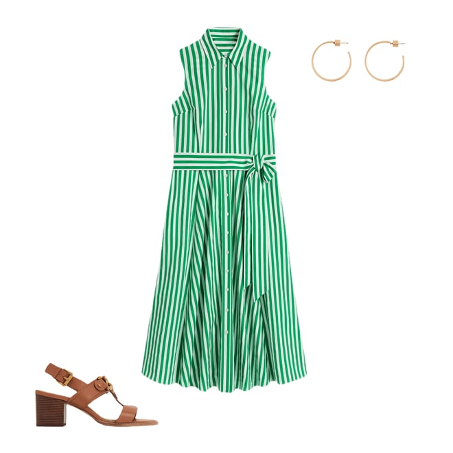 1st bundle featuring 2 items which compliment Amy Sleeveless Shirt Dress-Rich Emerald Stripe