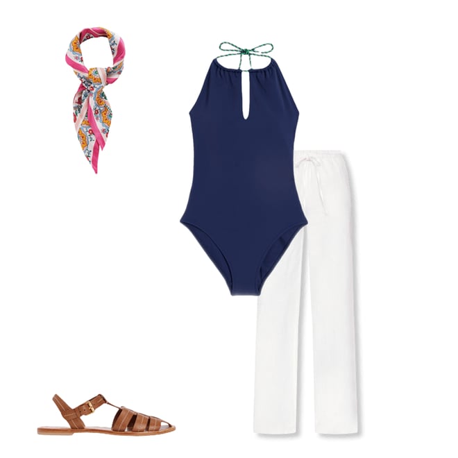 1st bundle featuring 3 items which compliment String High Neck Swimsuit-Navy
