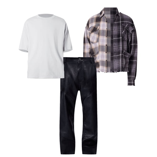 MNML ウルトラバギー PANELED レザー パンツ Black 送料込み Ultra Baggy Paneled Leather Pants - Black | mnml | shop now