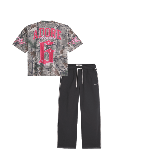 Camiseta de fútbol americano de corte cuadrado de camuflaje y corta con estampa de Adore Delano