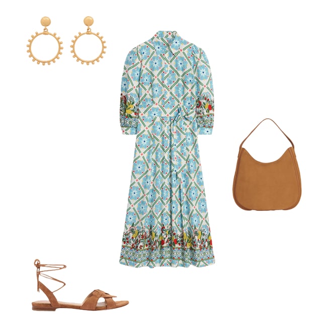 1st bundle featuring 3 items which compliment Clara Linen Blend Shirt Dress-Multi, Citrus Vine Tile
