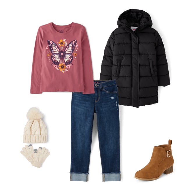 4th bundle featuring 4 items which compliment Girls Floral Butterfly Graphic Tee