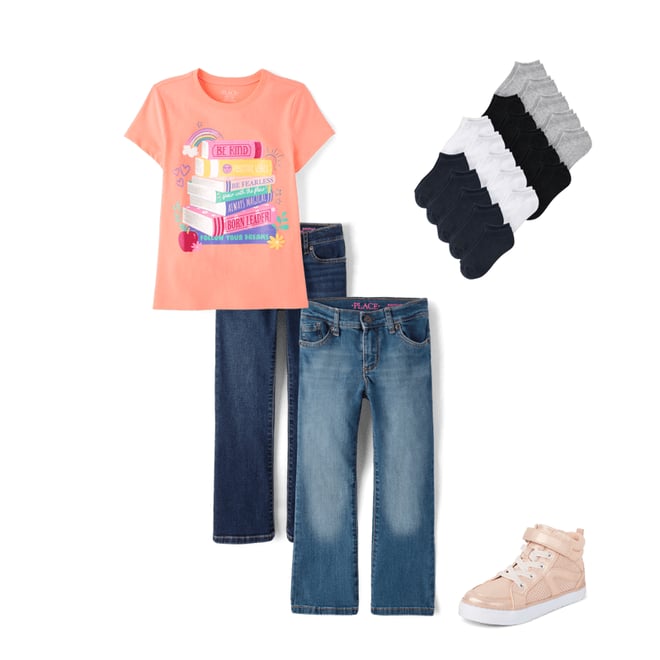 2nd bundle featuring 3 items which compliment Girls Positive Book Stack Graphic Tee