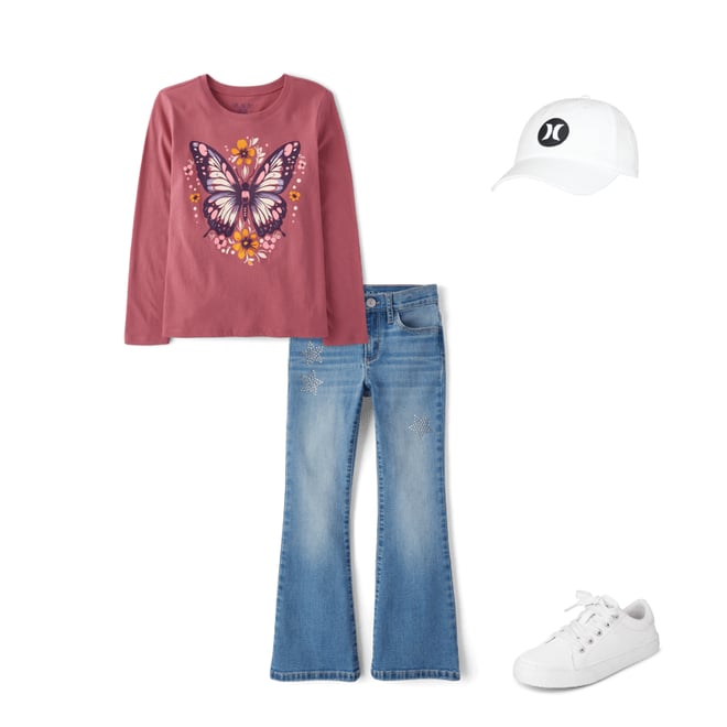 5th bundle featuring 3 items which compliment Girls Floral Butterfly Graphic Tee