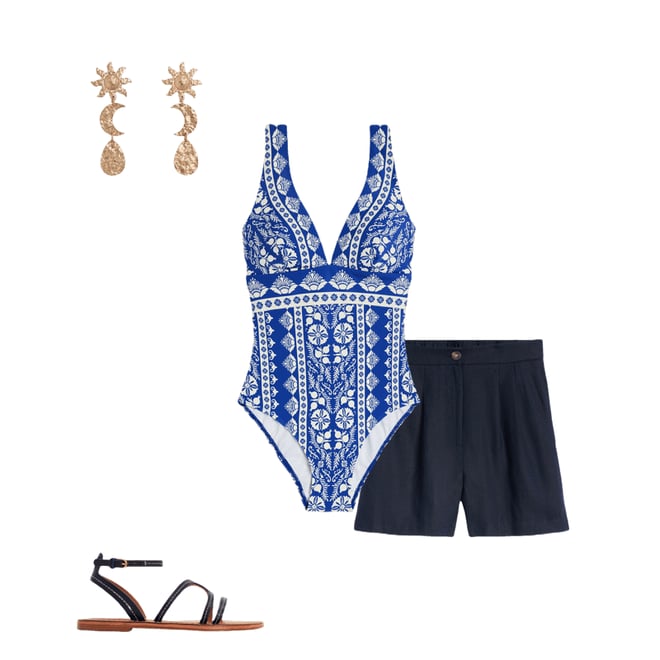2nd bundle featuring 3 items which compliment Porto V-Neck Swimsuit-Bright Blue, Ornate Stripe