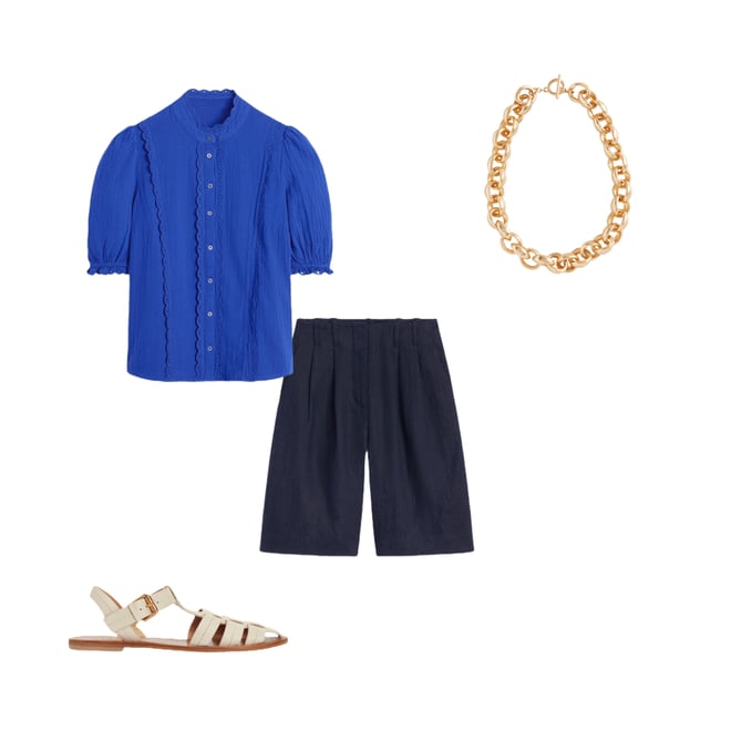 2nd bundle featuring 3 items which compliment Scallop Double Cloth Top-Bright Blue